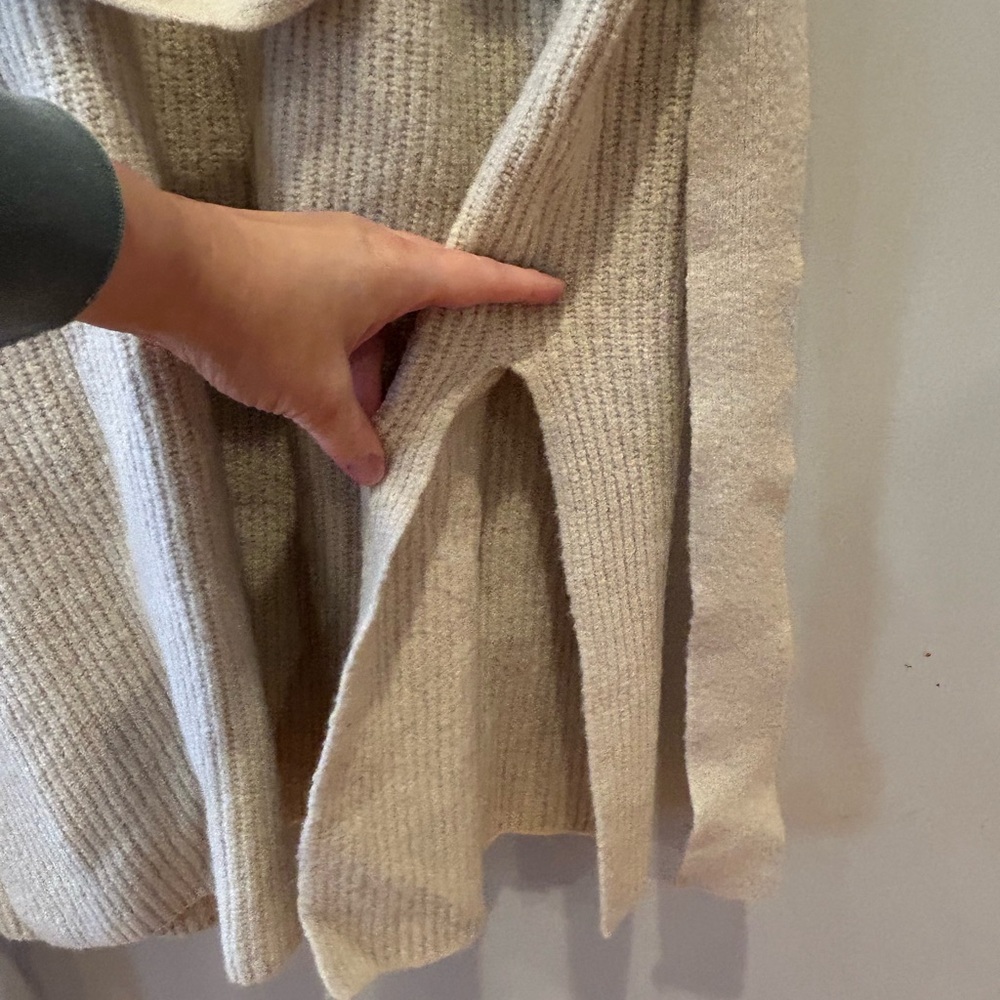LOFT Beige Knit wool Cardigan with Belt XXL - Picture 6 of 11